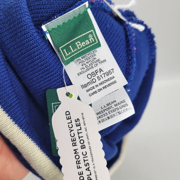 New L.L. Bean Multicolor Vintage Style Retro Beanie OS Pompom Rainbow Unisex - Picture 3 of 9